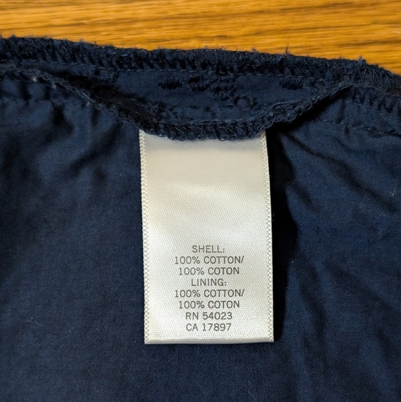 Banana Republic Women's Pencil Skirt Navy Blue Eyelet Lined 100% Cotton Size 14 - Picture 3 of 10